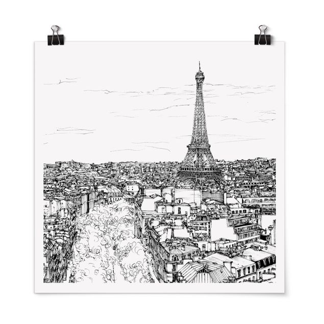 Quadri moderni bianco e nero Città studio - Parigi