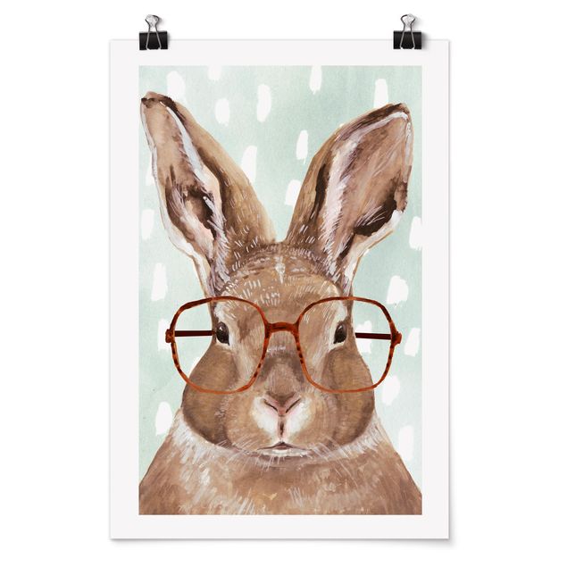 Poster animali Animali con occhiali - Coniglio