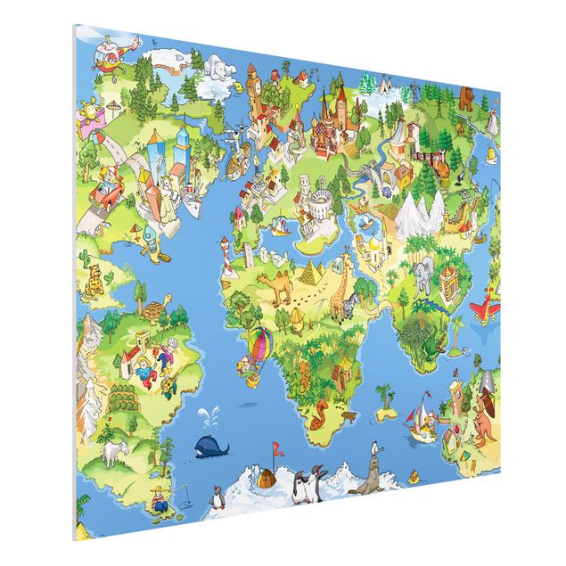 Decorazioni camera bambini Mappa del mondo grande e divertente