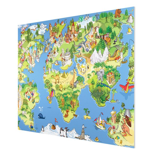Quadro planisfero Mappa del mondo grande e divertente