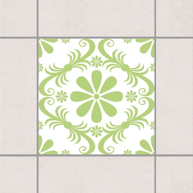 Adesivi per piastrelle con fiori Flower Design White Spring Green