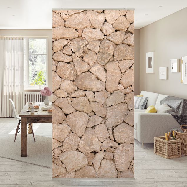 Tenda a pannello Apulia Stone Wall - Old stone wall of large stones 250x120cm