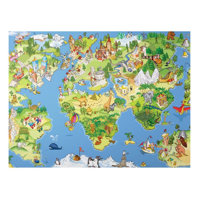 Quadro moderno Mappa del mondo grande e divertente