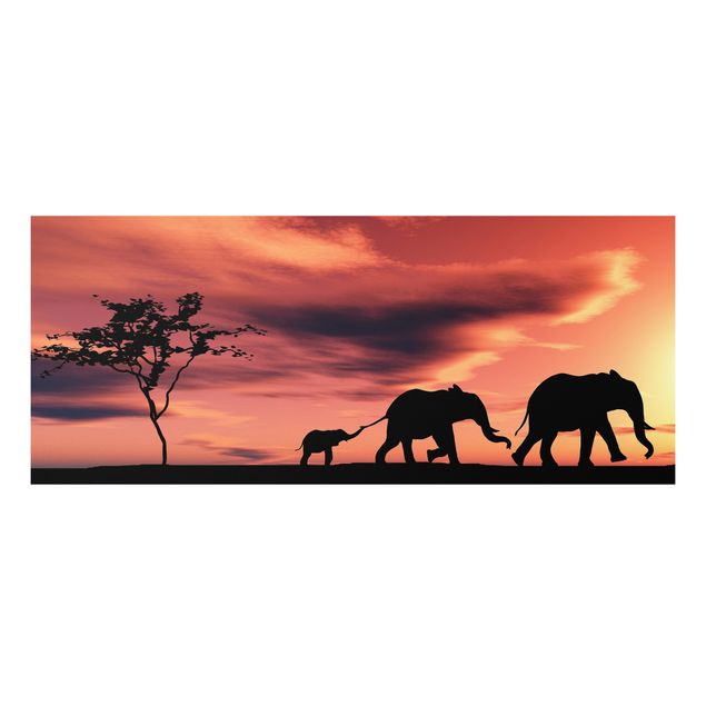 Quadri paesaggistici Famiglia di elefanti della Savana