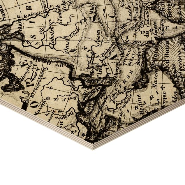 Esagono in legno - Old World Map Dettagli