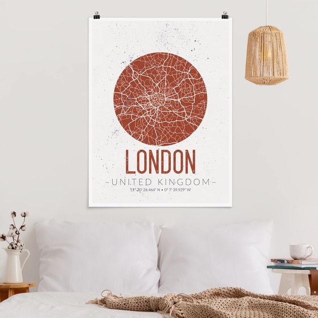 Quadri Londra Mappa della città di Londra - Retrò