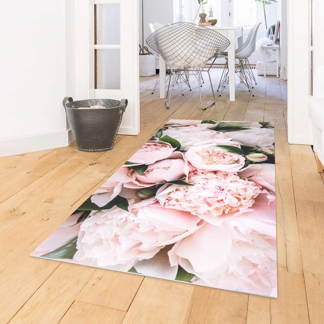 tappeto per esterno Peonie rosa con foglie
