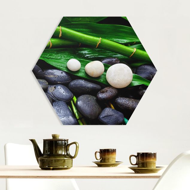 Quadri con bambù Bambù verde con pietre zen
