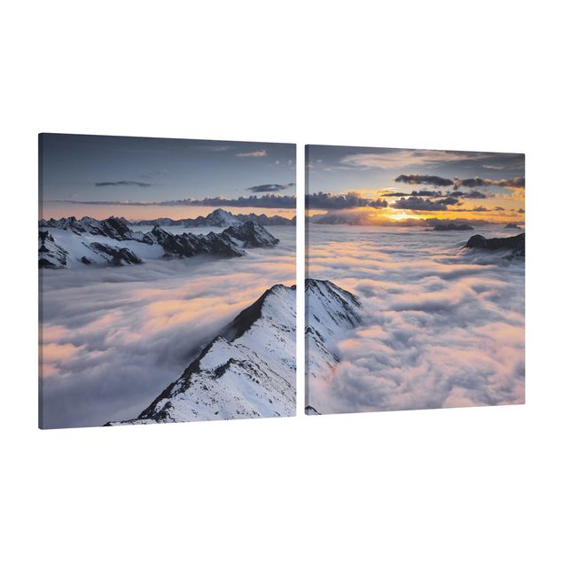 Tele componibili Vista di nuvole e montagne