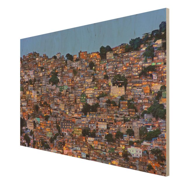 Stampe su legno Rio De Janeiro Favela tramonto