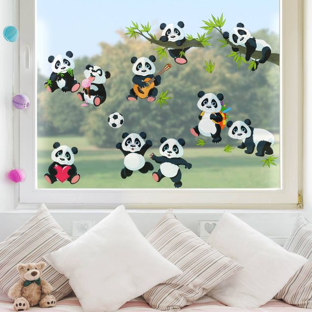 Adesivi per vetri con animali Panda - Set grande