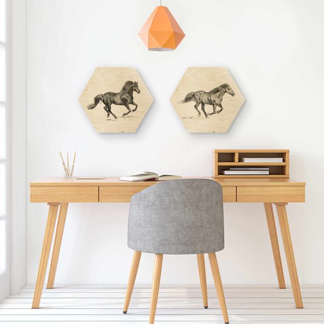 Stampe su legno Set di studio sui cavalli selvaggi I