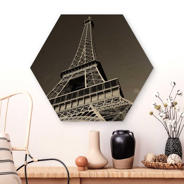 Quadri in legno con architettura e skylines Torre Eiffel a Parigi