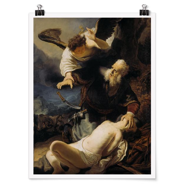 Quadro barocco Rembrandt van Rijn - L'angelo impedisce il sacrificio di Isacco