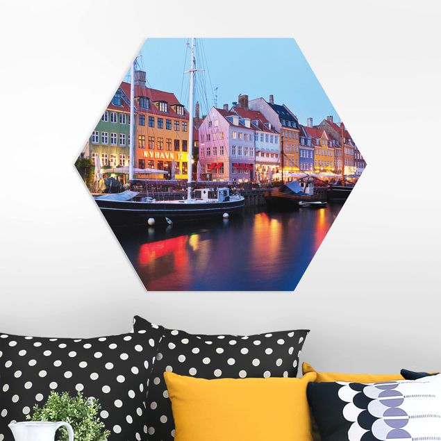 Quadro moderno Porto di Copenaghen di sera