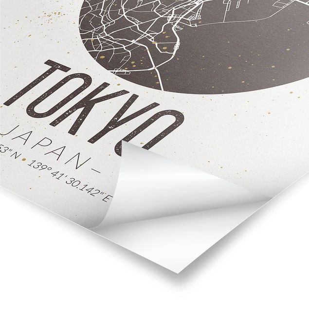 Quadro marrone Mappa di Tokyo - Retrò