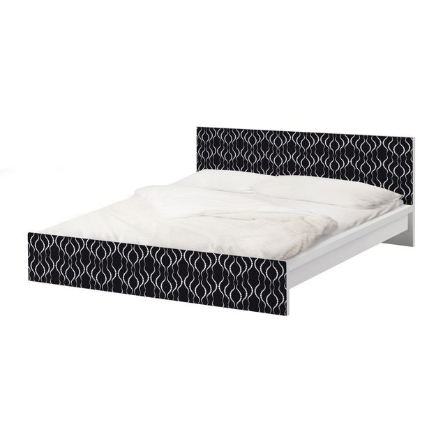 Pellicole adesive per mobili letto Malm IKEA Disegno à pois in nero