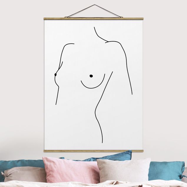 Quadri line art Line Art - Nudo Busto Donna Bianco e Nero