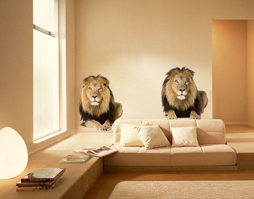 Autocolantes de parede leões N.165 Due leoni