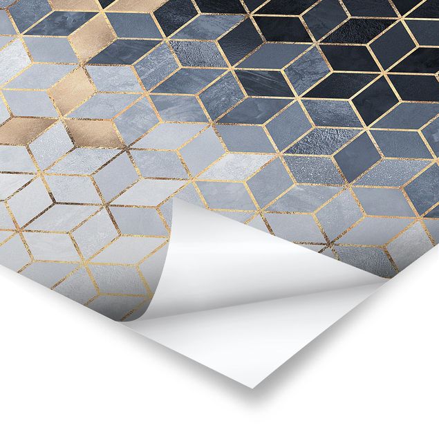 Stampe poster Geometria Blu Bianco Oro