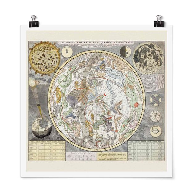 Stampe Mappa stellare antica vintage