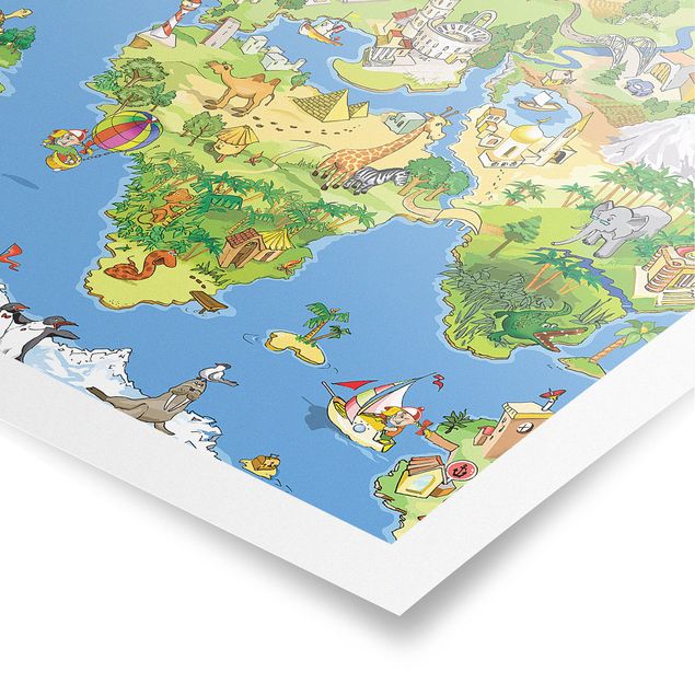 Cartina mondo da parete Mappa del mondo grande e divertente