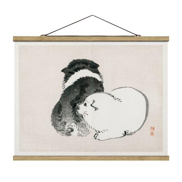 Quadri animali Disegno vintage asiatico cagnolino bianco e nero