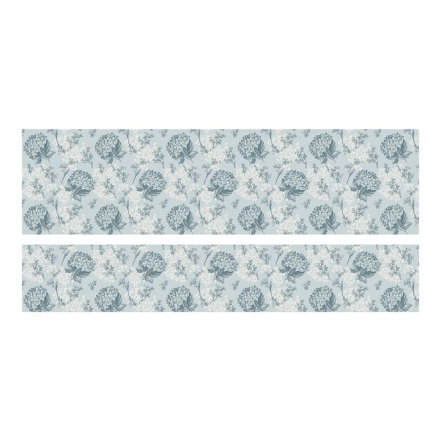 Carta adesiva per mobili IKEA - Malm Letto basso 160x200cm Pattern in blue Hortensia