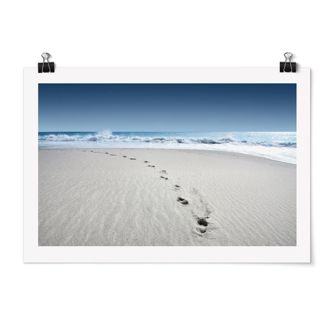 Poster spiaggia mare Tracce nella sabbia