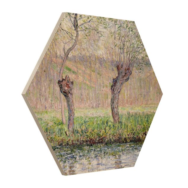 Quadri in legno con paesaggio Claude Monet - Alberi di salice in primavera