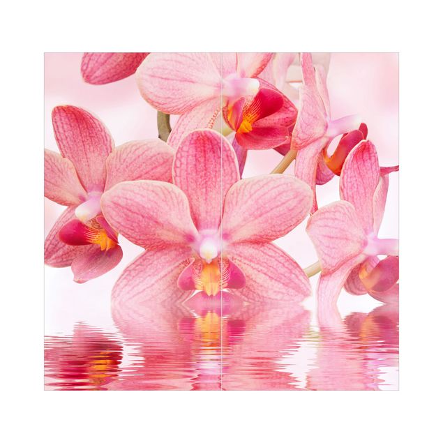 Rivestimento per doccia - Orchidee rosa sull'acqua