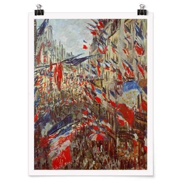 Quadri moderni per arredamento Claude Monet - Rue Montorgueil con le bandiere