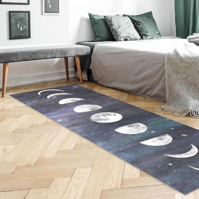 tappeto design moderno Fasi lunari in acquerello