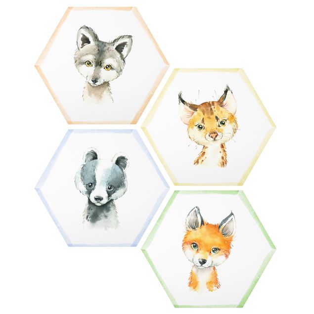 Stampe Animali della foresta ad acquerello set IV