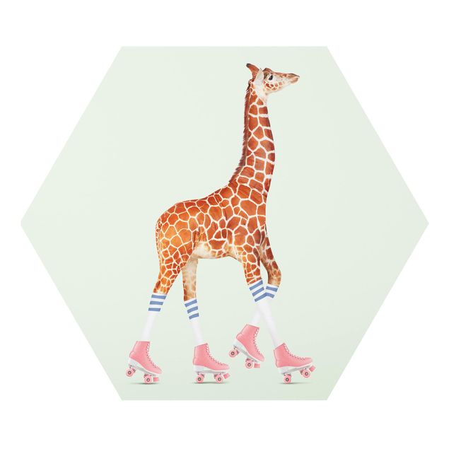 Quadro animali Giraffa con pattini a rotelle