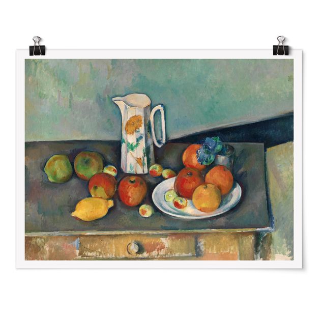 Stile artistico Paul Cézanne - Natura morta con brocca di latte e frutta