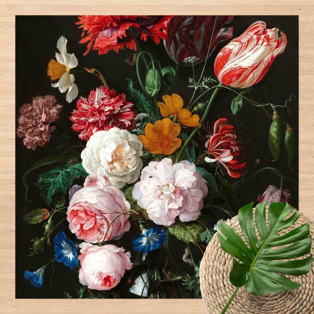 tappeto terrazzo Jan Davidsz De Heem - Natura morta con fiori in un vaso di vetro
