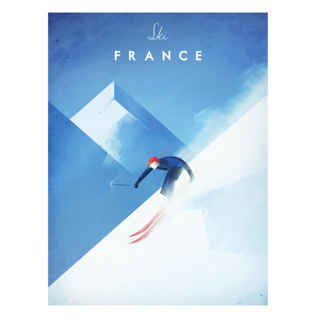 Quadro montagna Poster di viaggio - Sciare in Francia