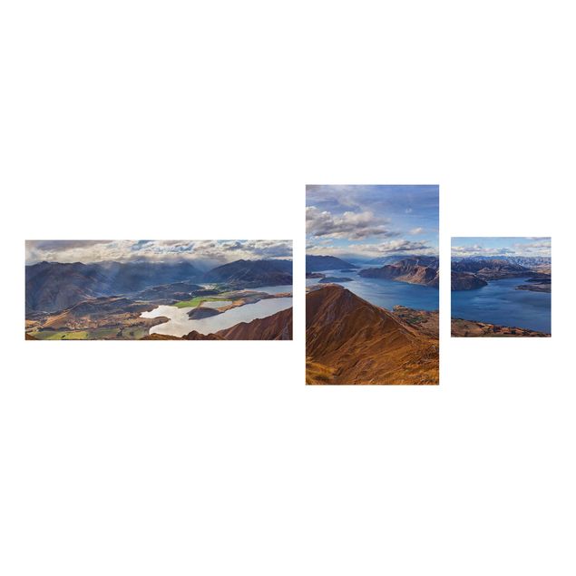 Stampa su tela 3 parti - Roys Peak in New Zealand - Collage 3