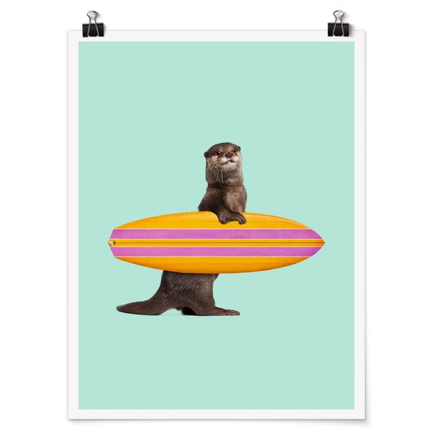 Quadri con animali Lontra con tavola da surf