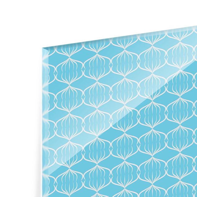 Paraschizzi in vetro - Motivo Art Deco XXL in blu - Formato orizzontale 3:2