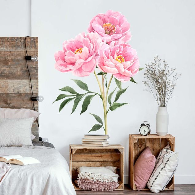 Autocolantes de parede rosas Peonia ad acquerello XXL