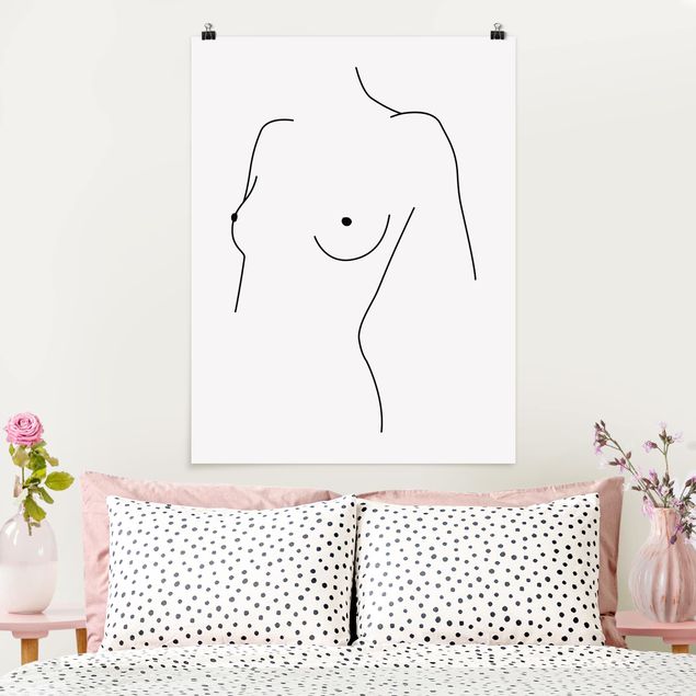 Stile di pittura Line Art - Nudo Busto Donna Bianco e Nero