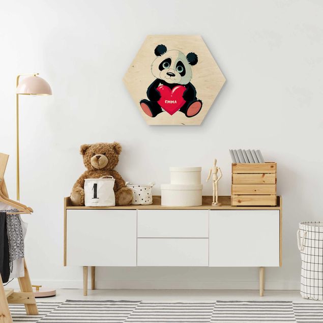 Quadri in legno con citazioni Panda con cuore