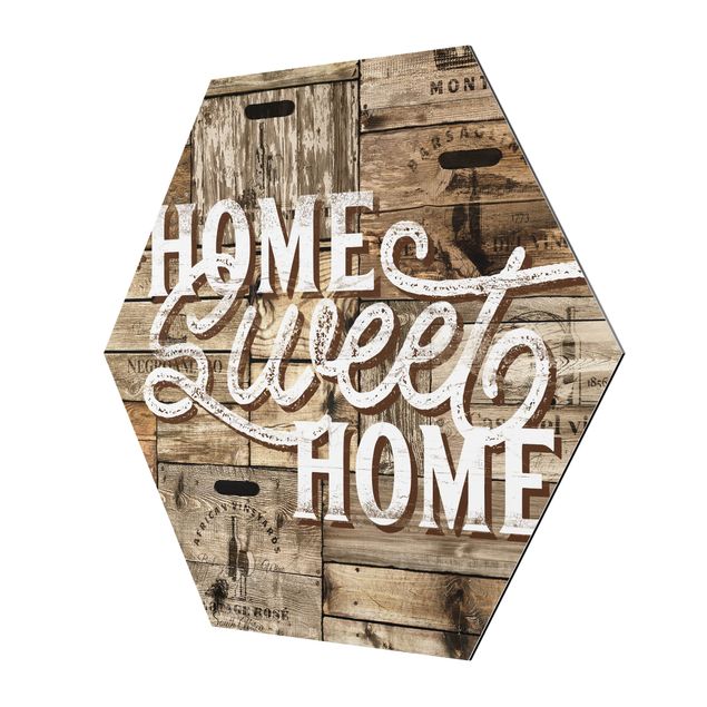 Quadri esagonali Home sweet Home Pannello di legno