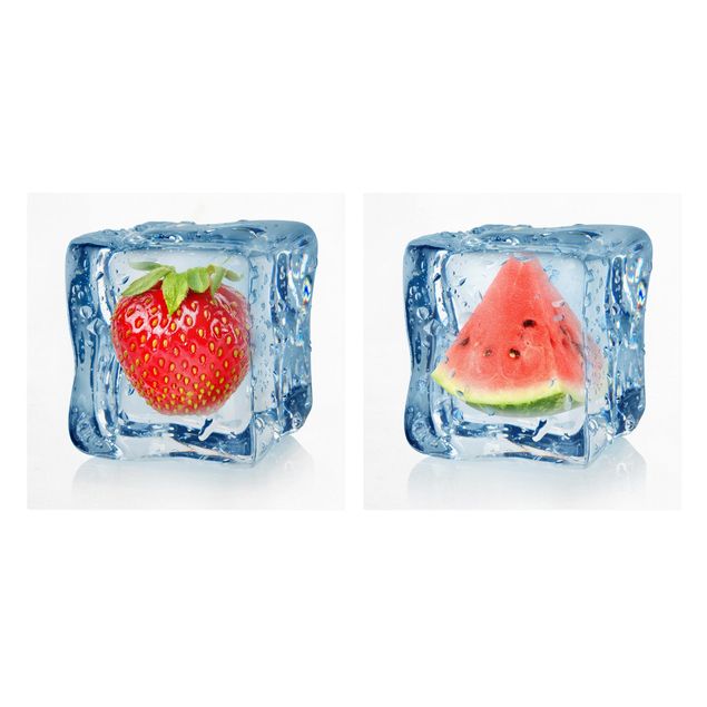 Stampe Fragola e melone nel cubetto di ghiaccio