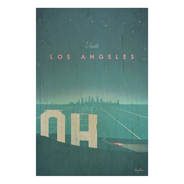 Quadri in legno vintage Poster di viaggio - Los Angeles