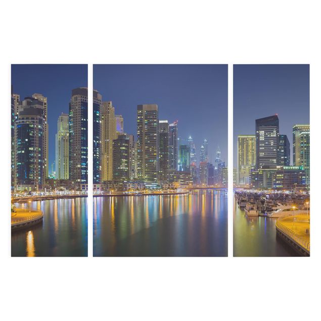 Quadri su tela con architettura e skylines Dubai Skyline di notte