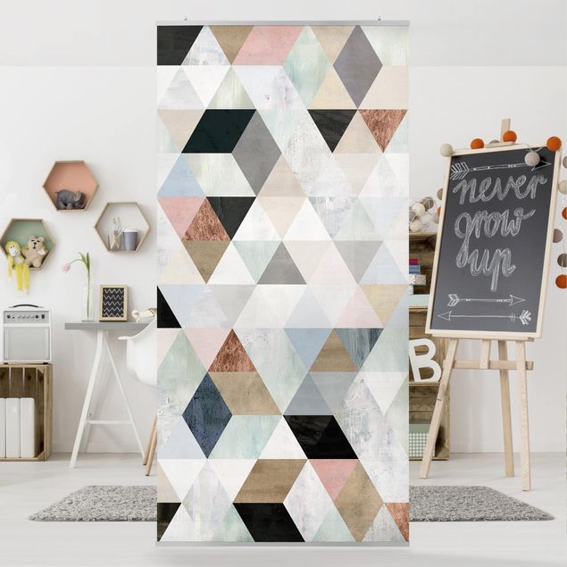Tenda a pannello - Acquerello mosaico triangoli con I - 250x120cm