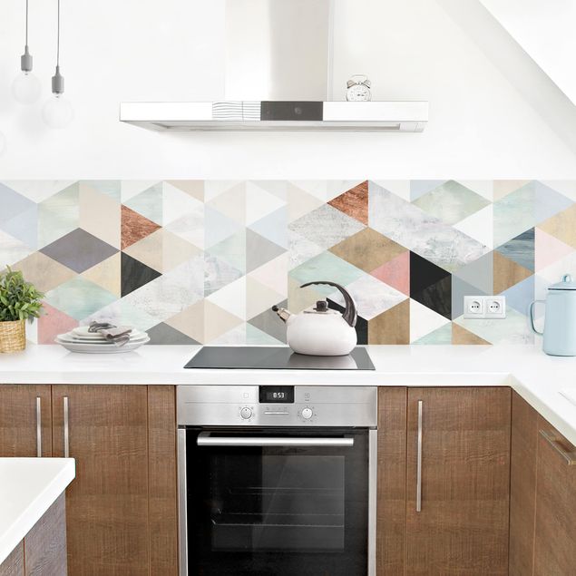 Rivestimento cucina moderna Mosaico ad acquerello con triangoli I